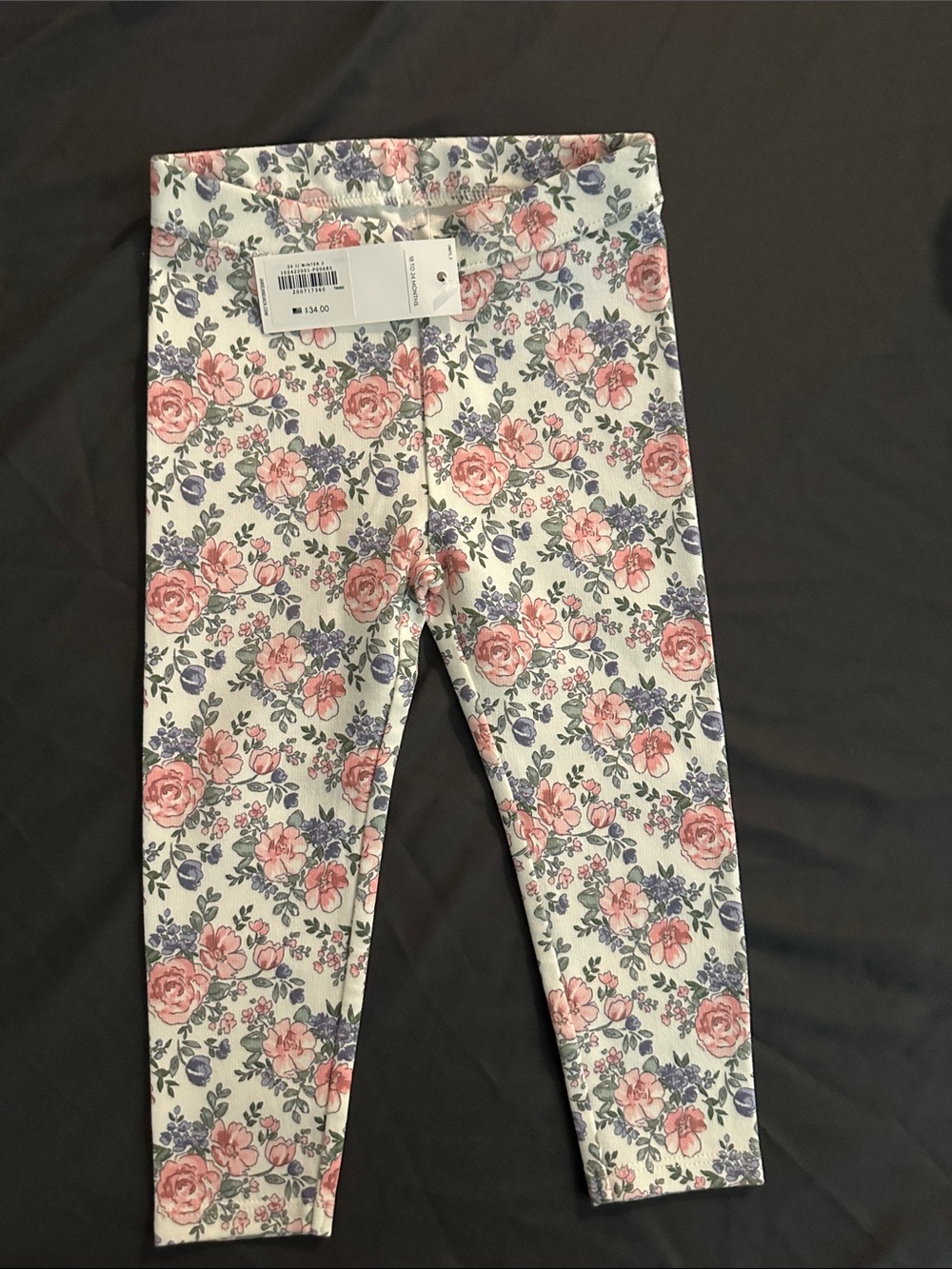 New- Janie and Jack- 2T Floral Leggings in Pink and Blue